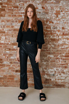 Springfield Faux leather ankle length trousers black