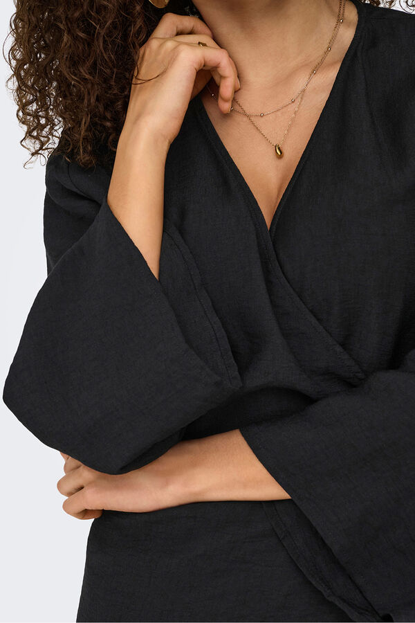 JDY Vestido corto cruzado negro