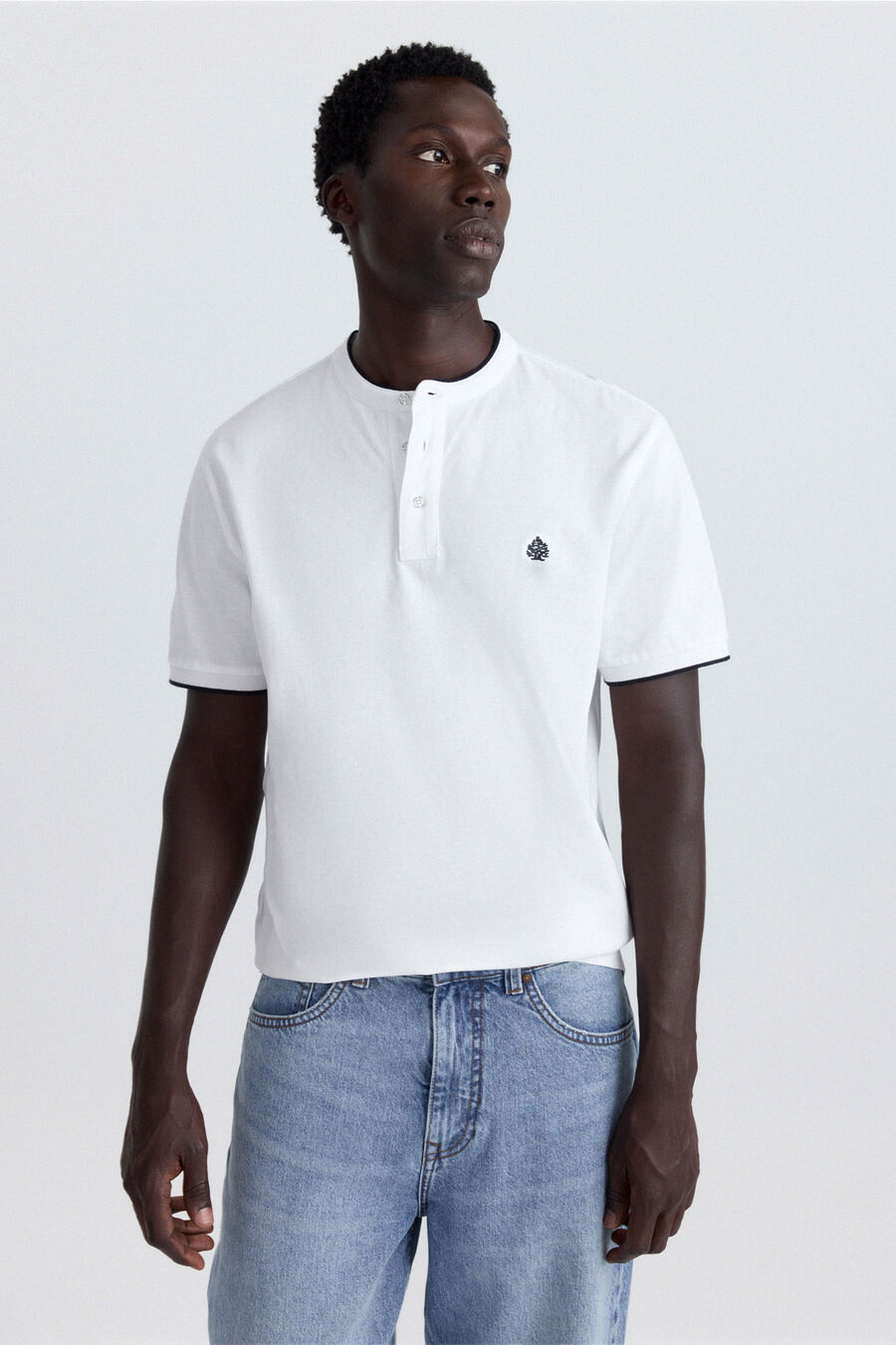 Polo piqué cuello mao slim fit