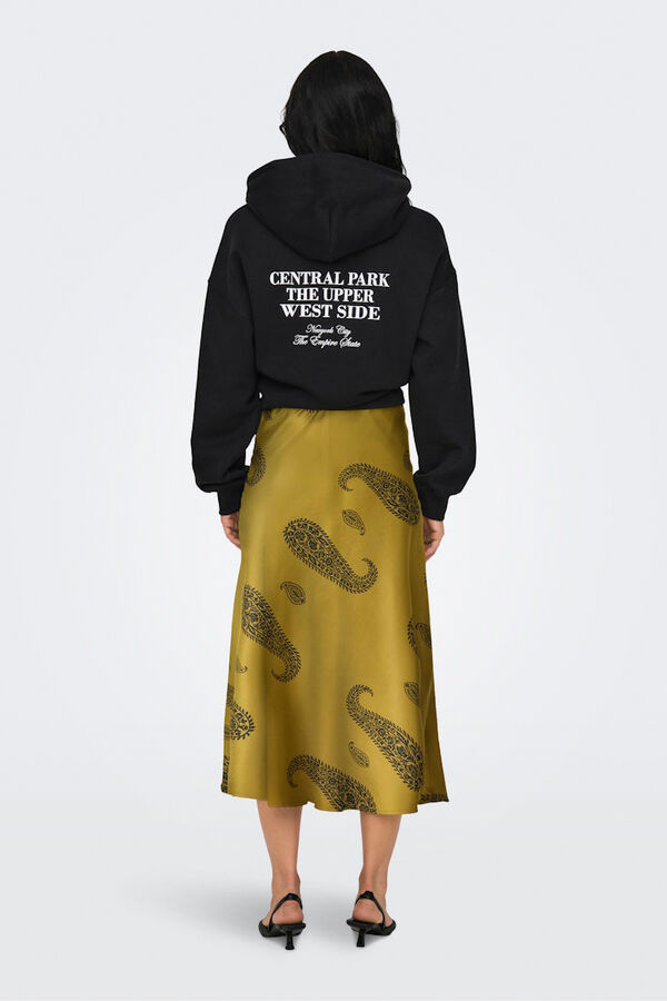 Only Falda midi sat&eacute;n amarillo