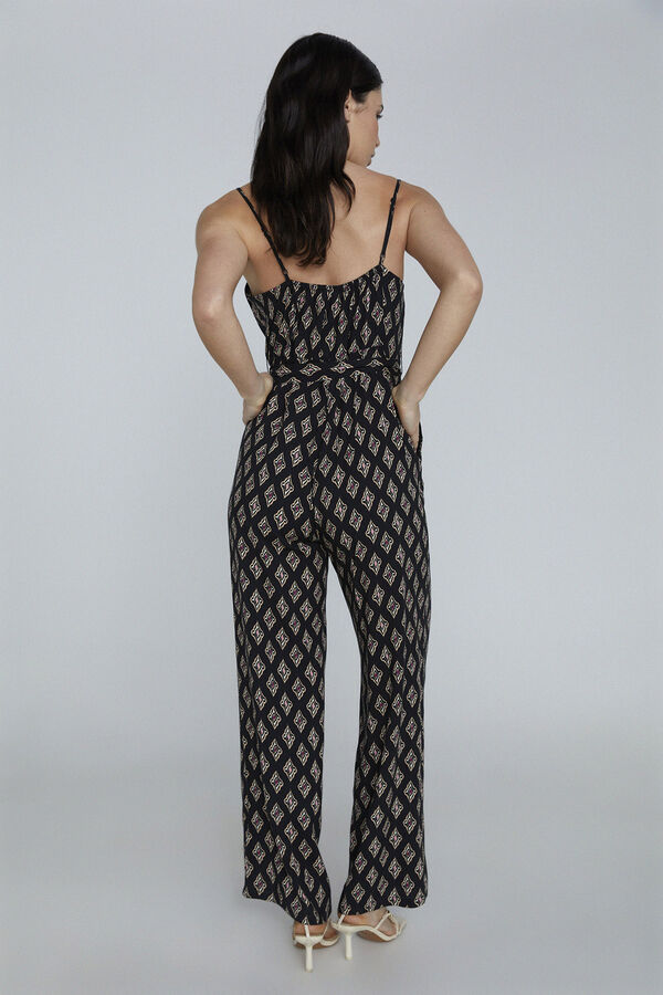 Springfield Long printed strappy jumpsuit black