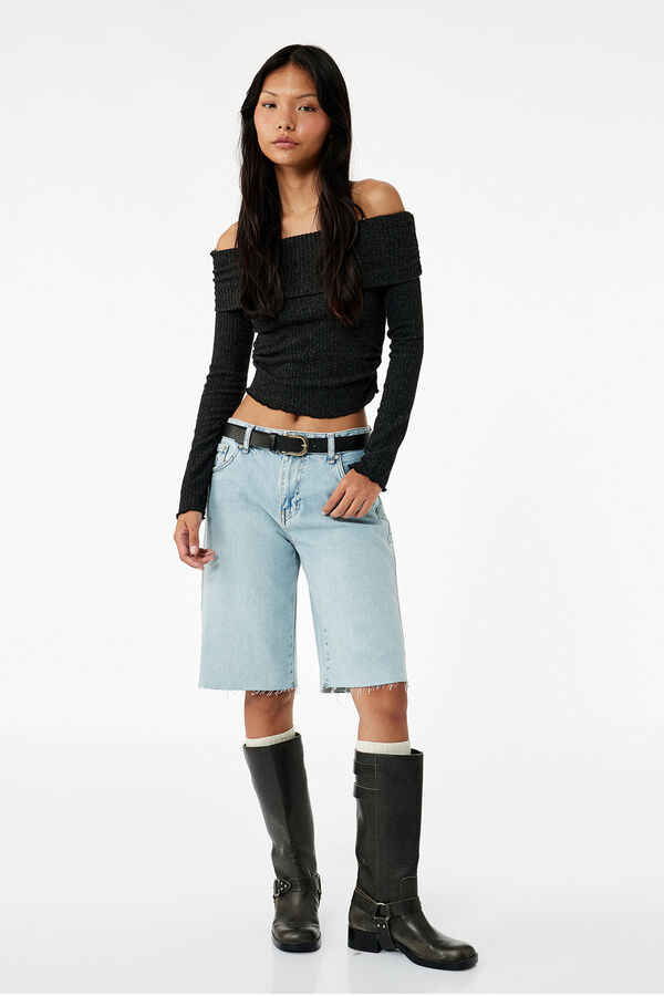 Koton Camiseta con hombros descubiertos gris