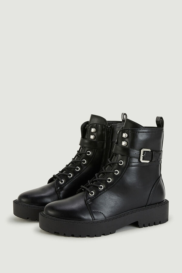 Springfield Ankle boots with laces and strap crna