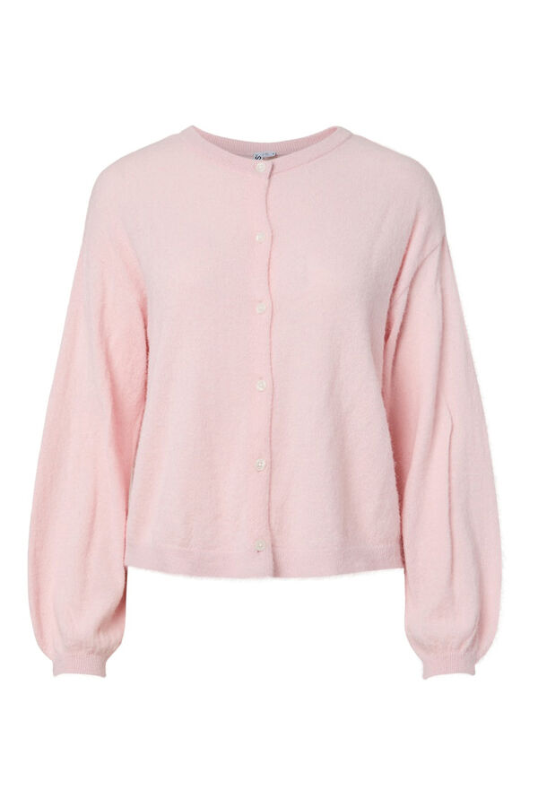 Pieces Knit cardigan with round neck and dropped shoulder sleeve pink