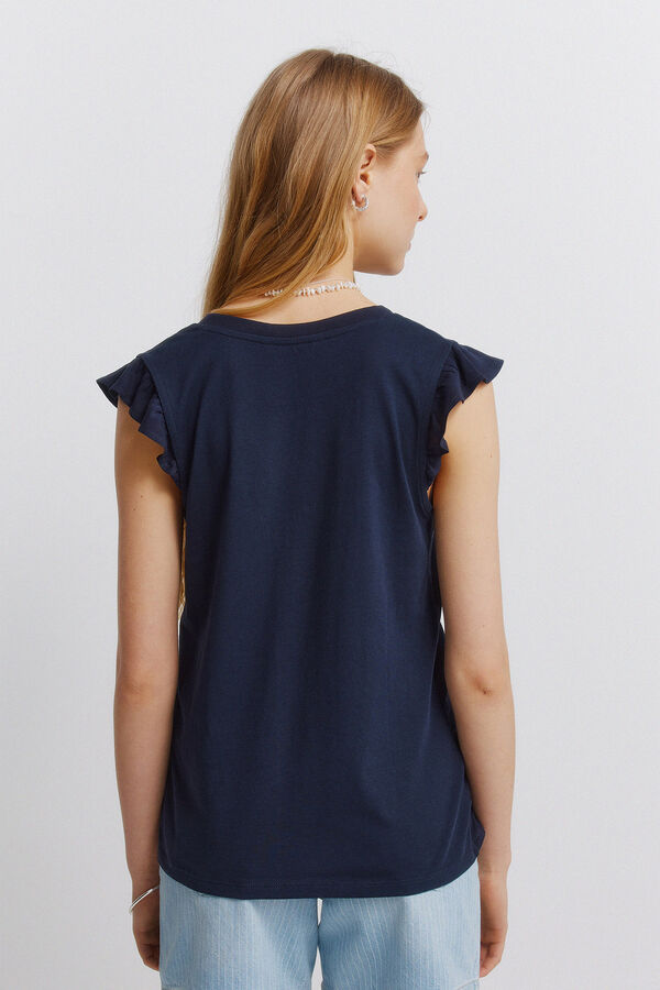 Springfield Majica sa karnerima i čipkom Plava