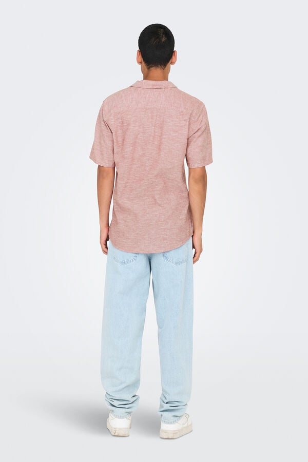 Only & Sons Linen shirt with short sleeves nude