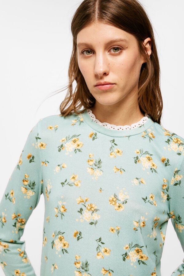 Springfield Printed T-shirt with ruffle collar oil