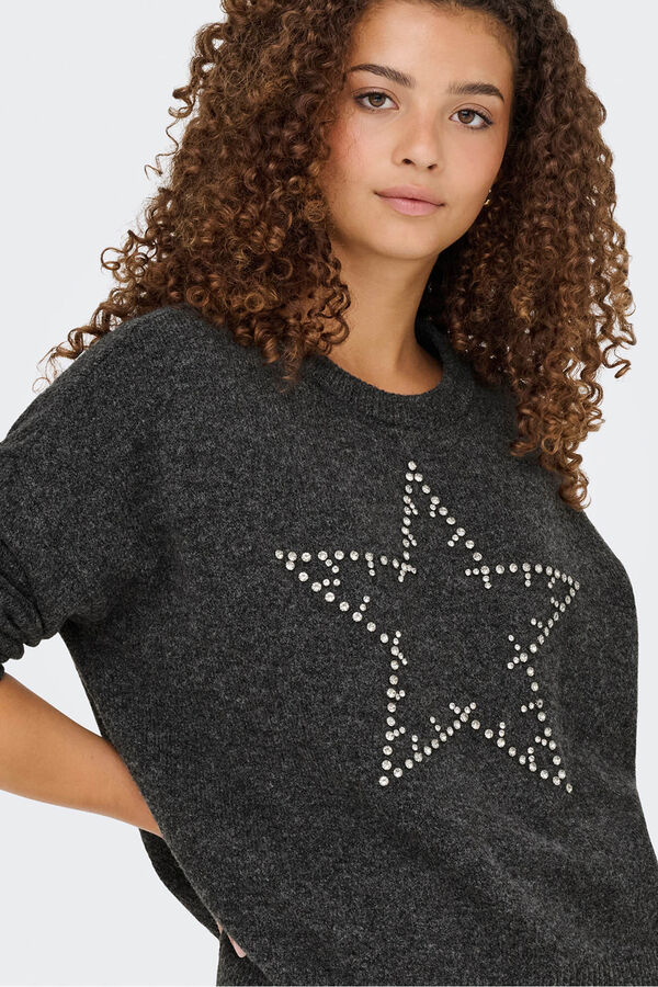 Only Pullover mit Schmuckdetail Grau