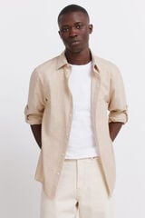 Springfield Slub cotton shirt brown