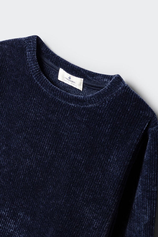 Springfield Kids Camisola bimaterial de chenille para menina azul