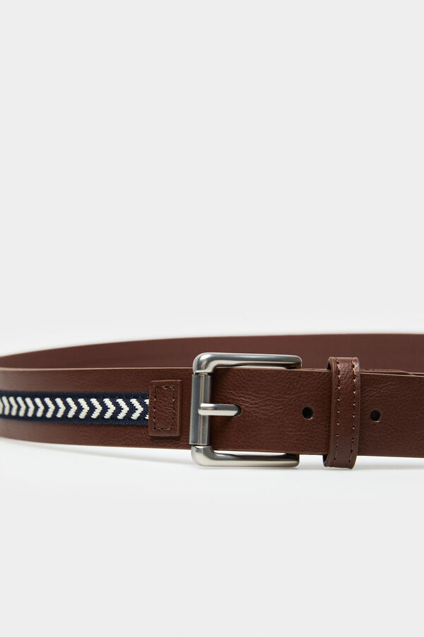 Springfield Faux leather belt with ethnic motifs brown