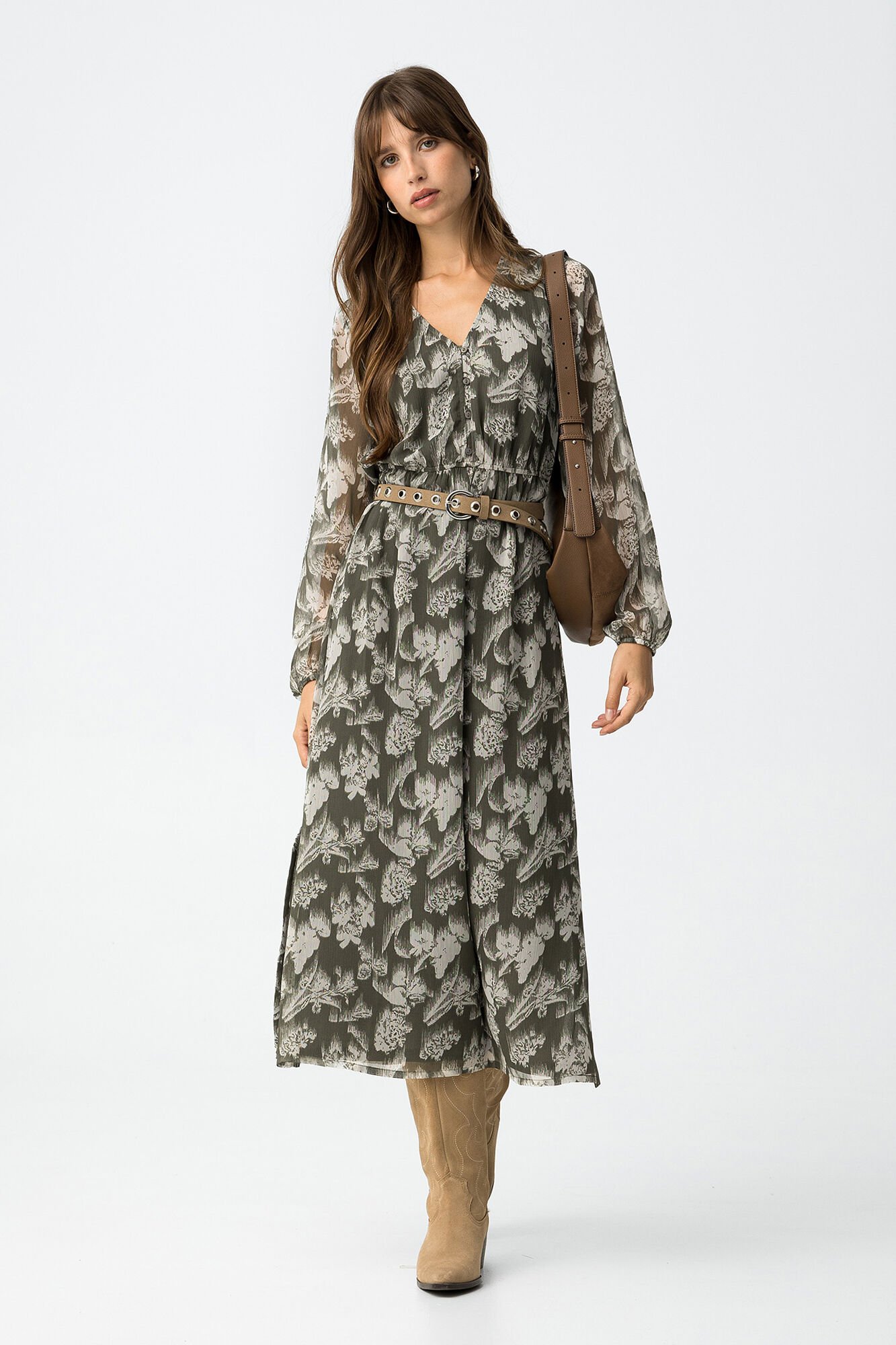 Tiffosi Vestido midi fluido estampado