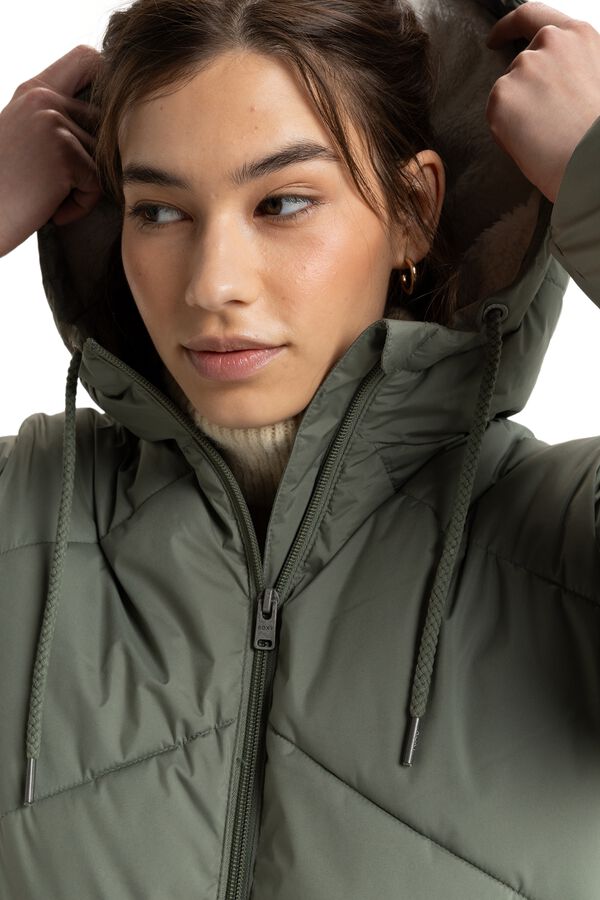 Roxy Long puffer jacket with hood beige