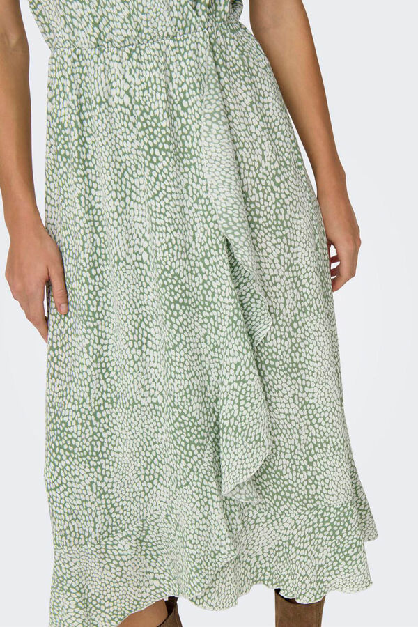 Springfield Midi-Kleid Wickeloptik Rüschen grün