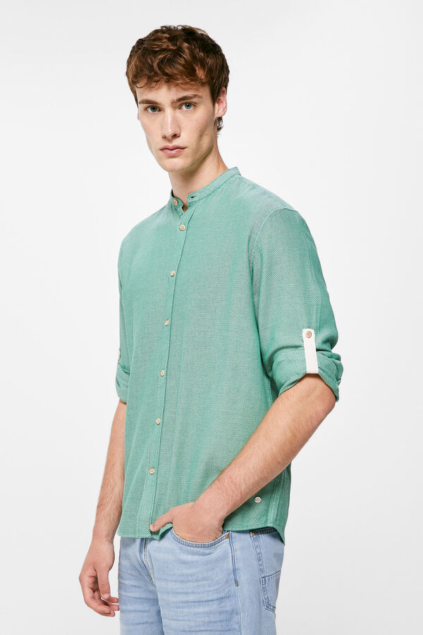 Springfield Mandarin collar shirt green