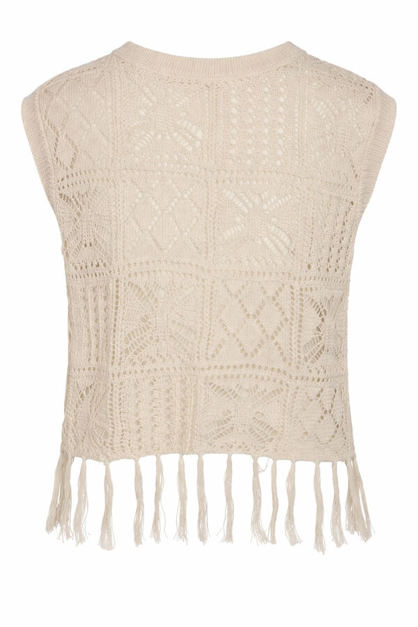 Noisy May Knitted top with fringes brown