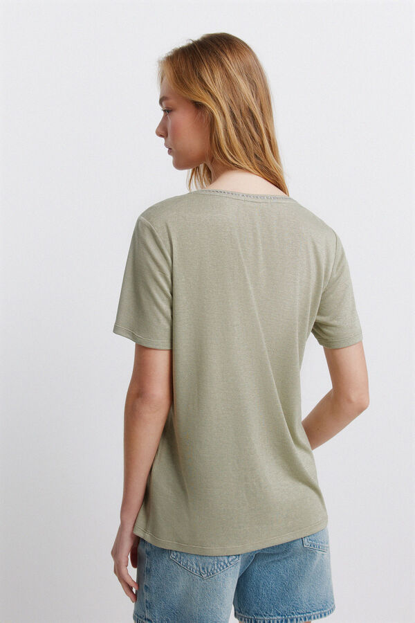 Springfield T-shirt &agrave; manches courtes col en V beige