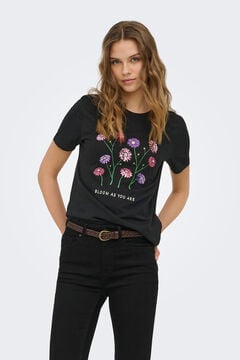 Only Camiseta estampado frontal negro