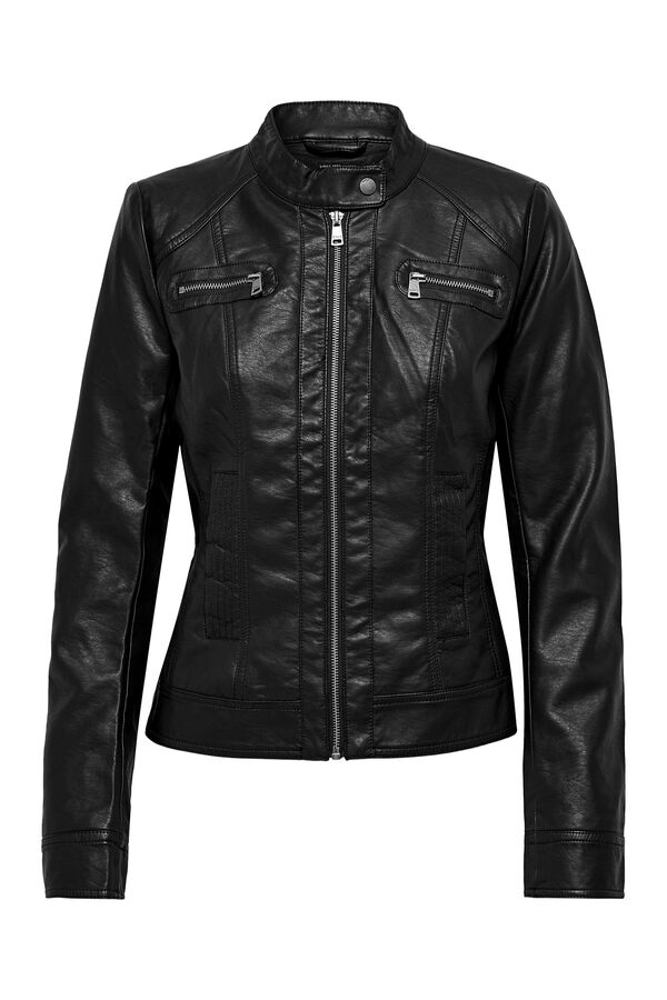 Only Bikerjacke aus veganem Leder Schwarz