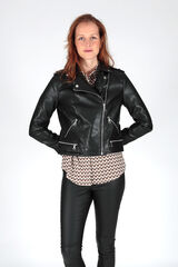 Springfield Faux leather jacket with lapels crna
