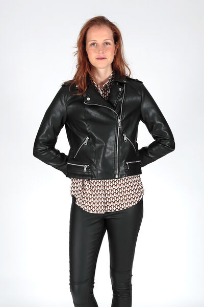 Springfield Faux leather jacket with lapels black