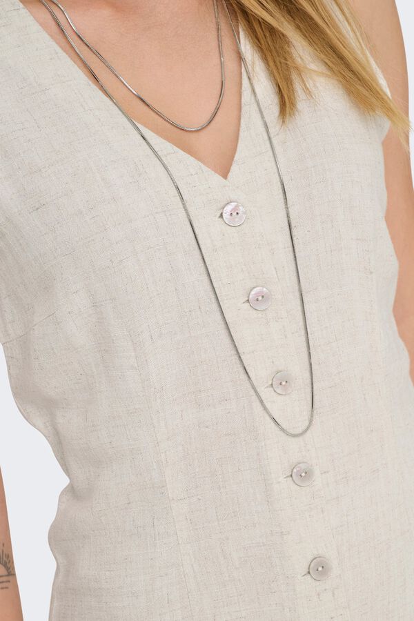 Only Vestido corto de lino beige