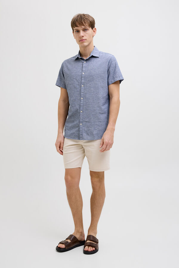 JJ REBEL Linen comfort fit shirt blue