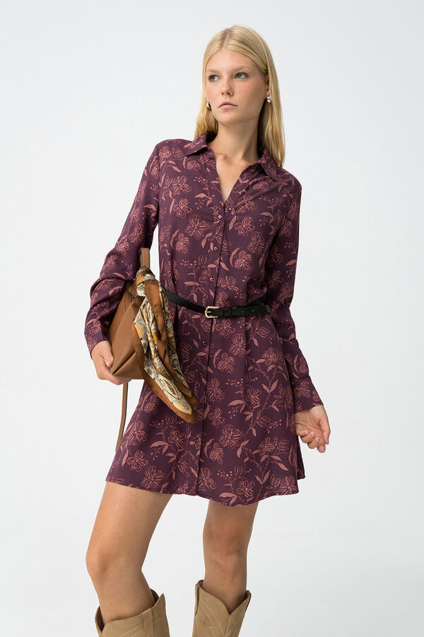 Tiffosi Vestido estampado com cinto castanho