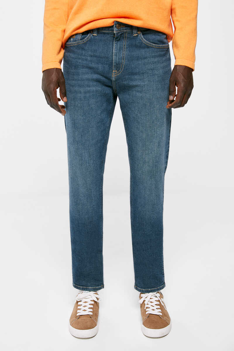 Springfield Medium-dark wash green-blue slim fit lightweight jeans blue