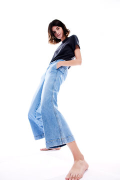 Springfield Jeans culotte talle alto azul medio