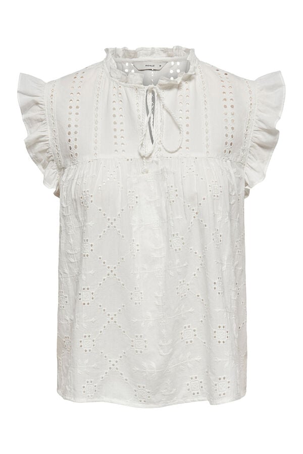 Only Blusa manga corta volantes blanco