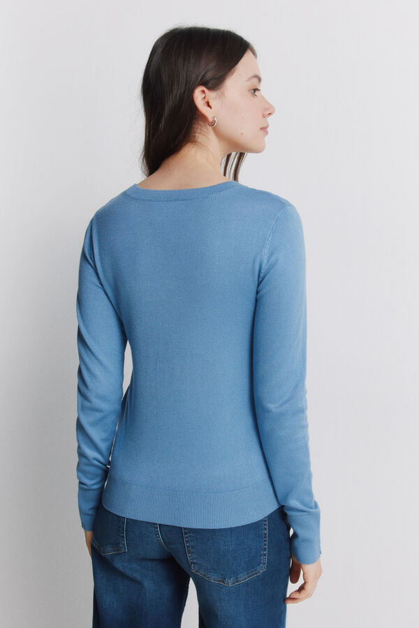 Springfield Fine knit jumper with button cuffs blue