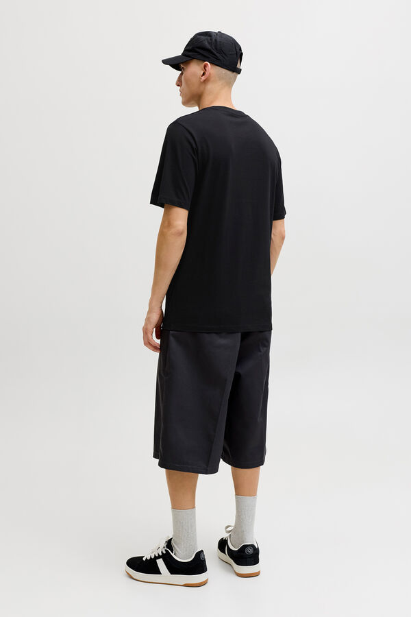 Jack & Jones T-shirt em algod&atilde;o estampada preto