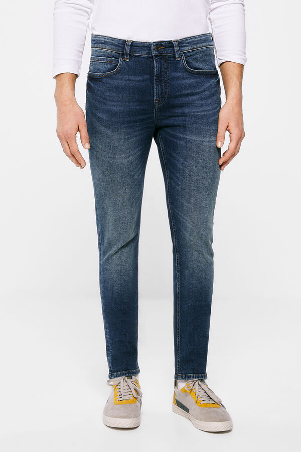 Springfield Dark wash heavily distressed skinny jeans plava