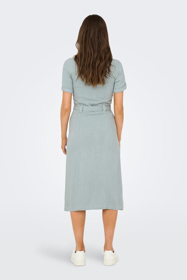 Only Vestido midi camisero kaki