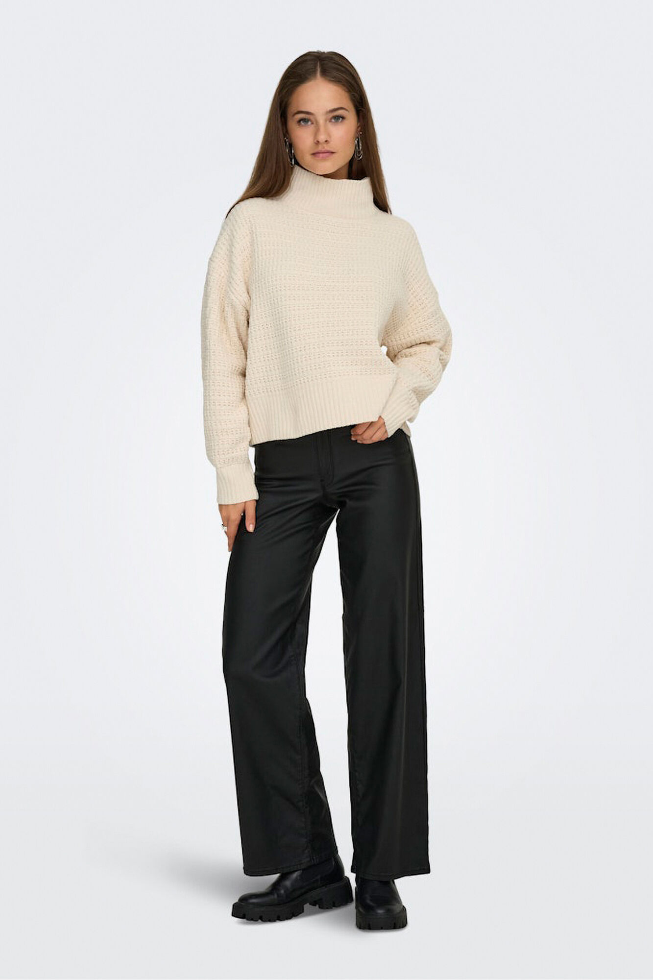 Only Jersey pointelle cuello alto