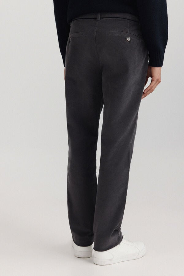 Springfield Pantalon chino en micropolaire slim fit gris