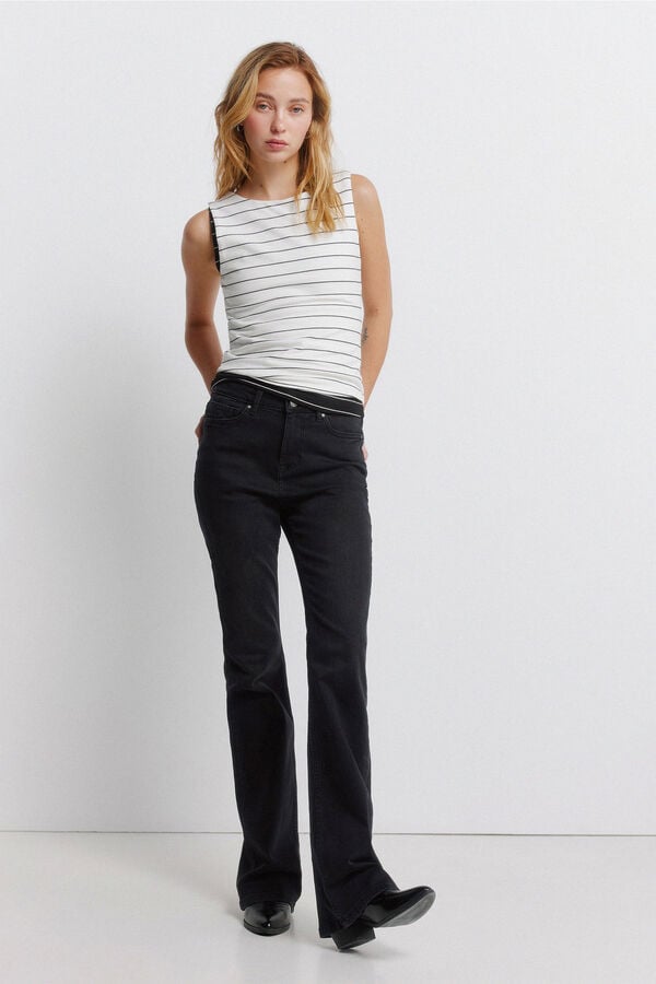 Springfield Cotton sleeveless round neck top brown