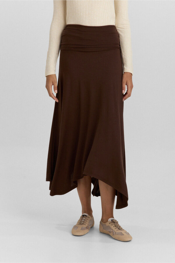 Springfield Asymmetric midi skirt brown