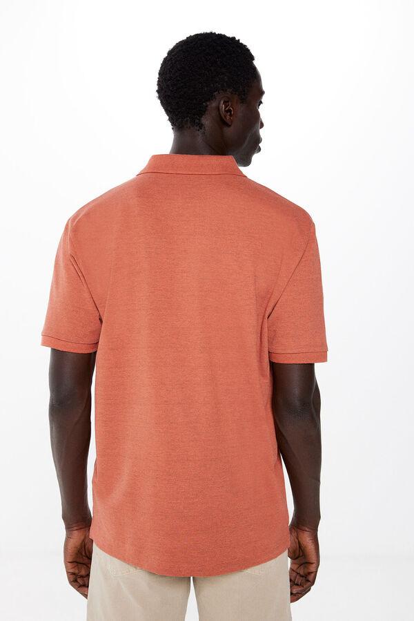 Springfield Poloshirt Piqué-Stoff Effektgarn orange