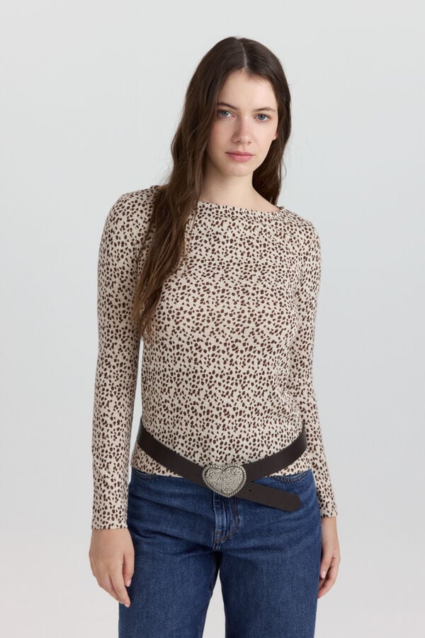 Springfield T-shirt imprim&eacute; animal beige