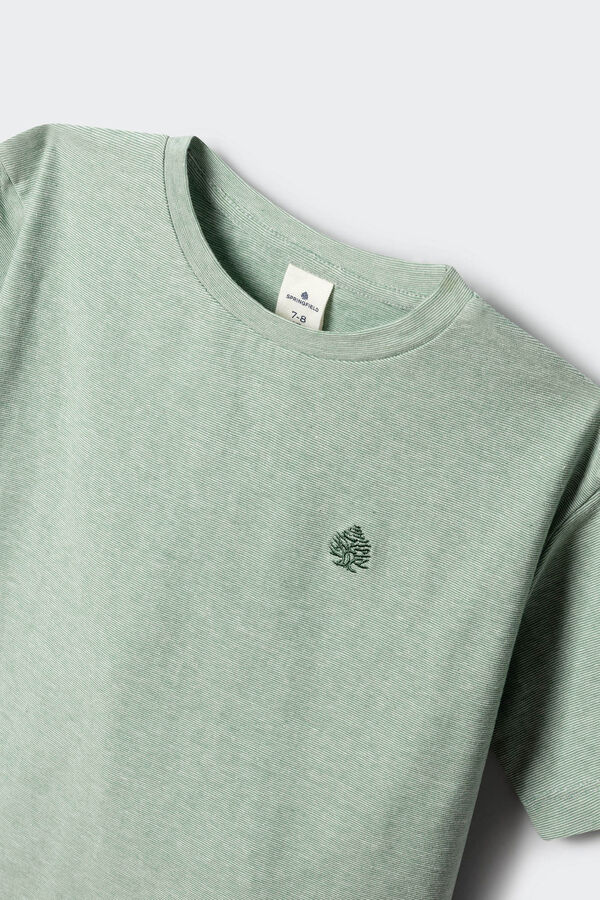 Springfield Kids Dečija mikroprugasta majica kratkih rukava Zelena