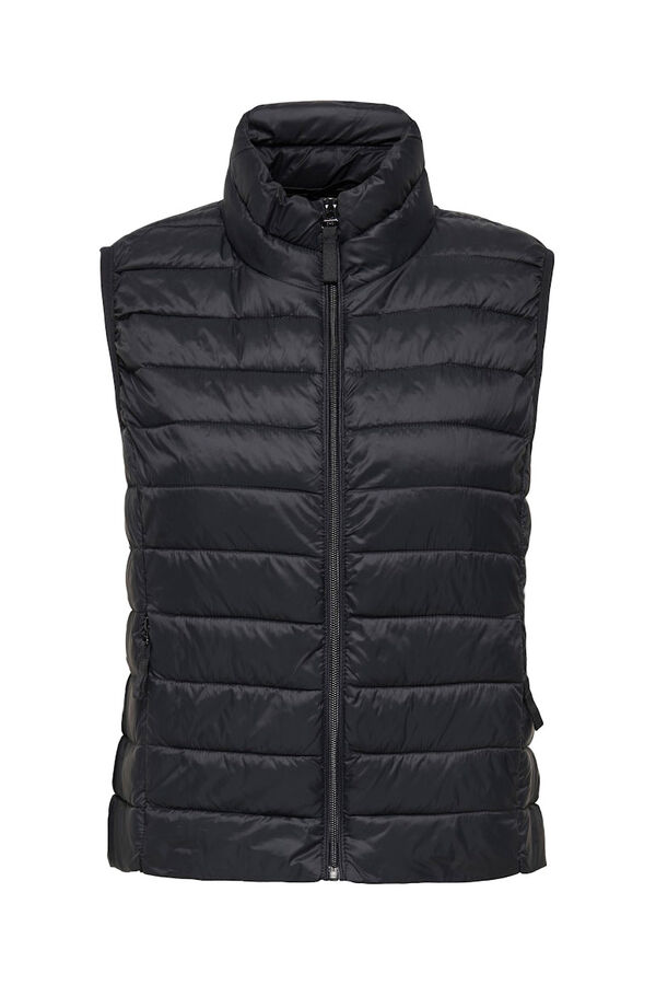 Only Colete acolchoado fecho-&eacute;clair preto