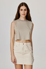 Springfield Striped cropped T-shirt  gray