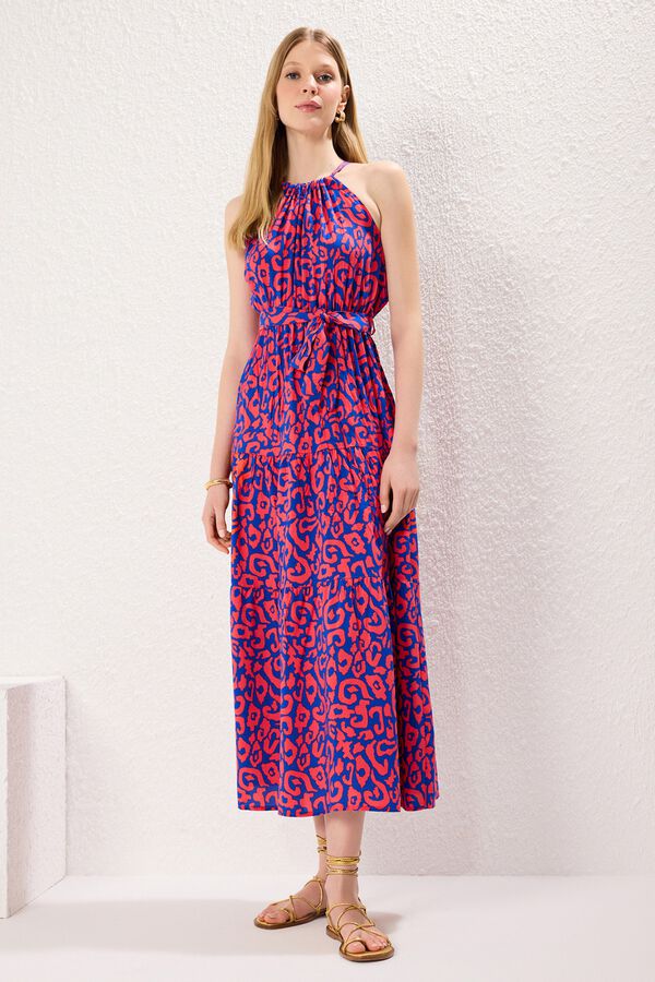 Trendyol Halterneck long dress pink