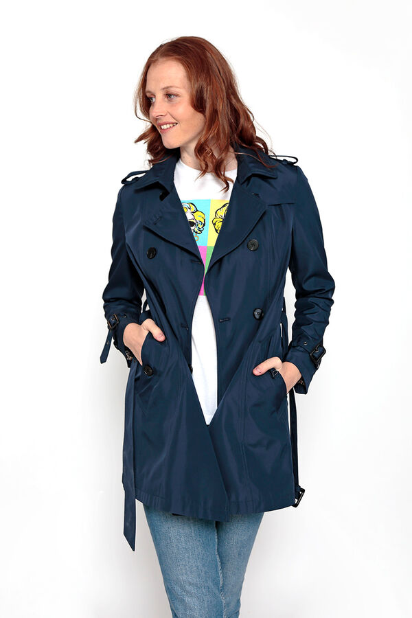 Springfield Buttoned trench coat with belt tamno plava