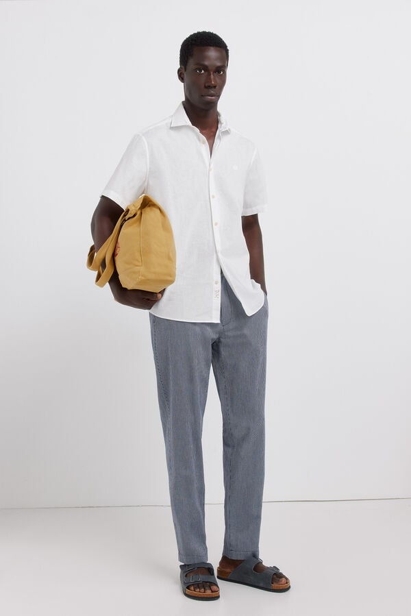 Springfield Linen short sleeve shirt white