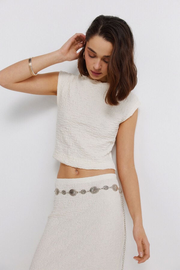 Springfield Textured long sleeve T-shirt brown