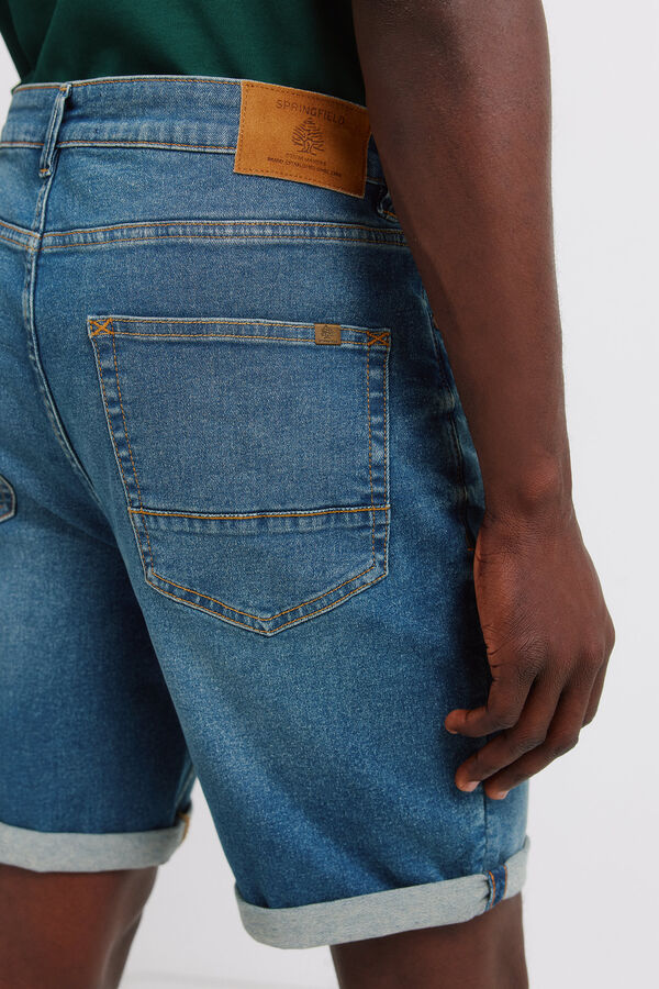 Springfield Denim lightweight slim fit Bermuda shorts blue