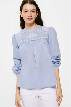 Springfield Lace and embroidery blouse steel blue